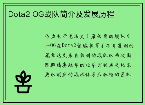 Dota2 OG战队简介及发展历程